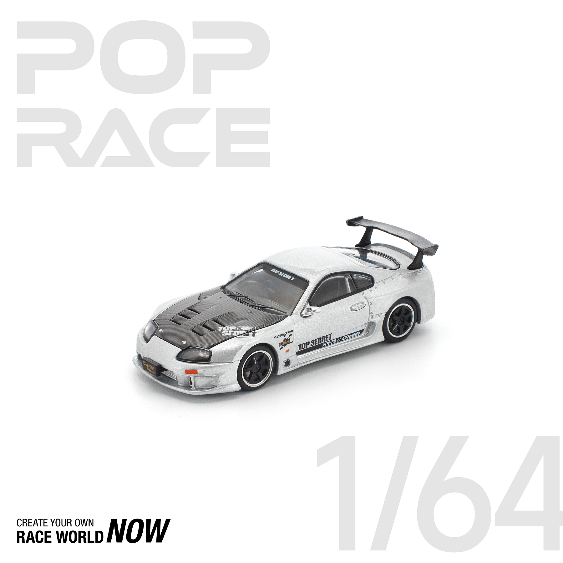Pop Race 1:64 Top Secret GT300 Supra Silver.