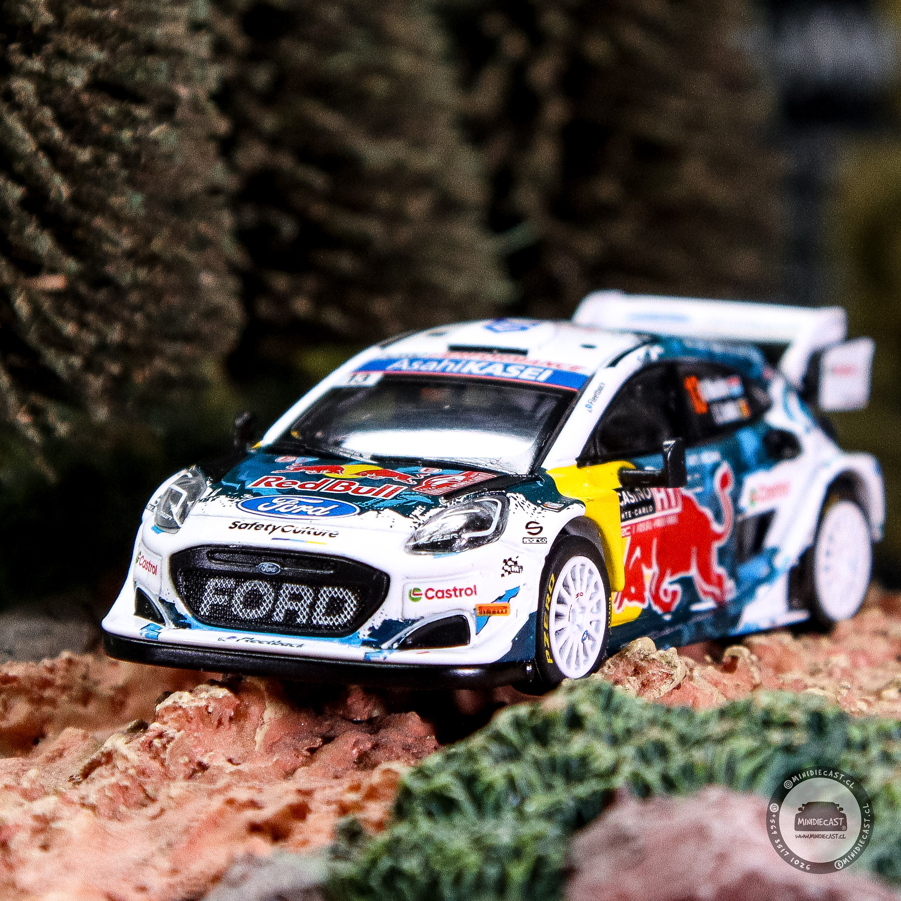 Mini GT 1:64 Ford Puma Rally1 #13 M-Sport Ford WRT 2024 Rally Monte Carlo.