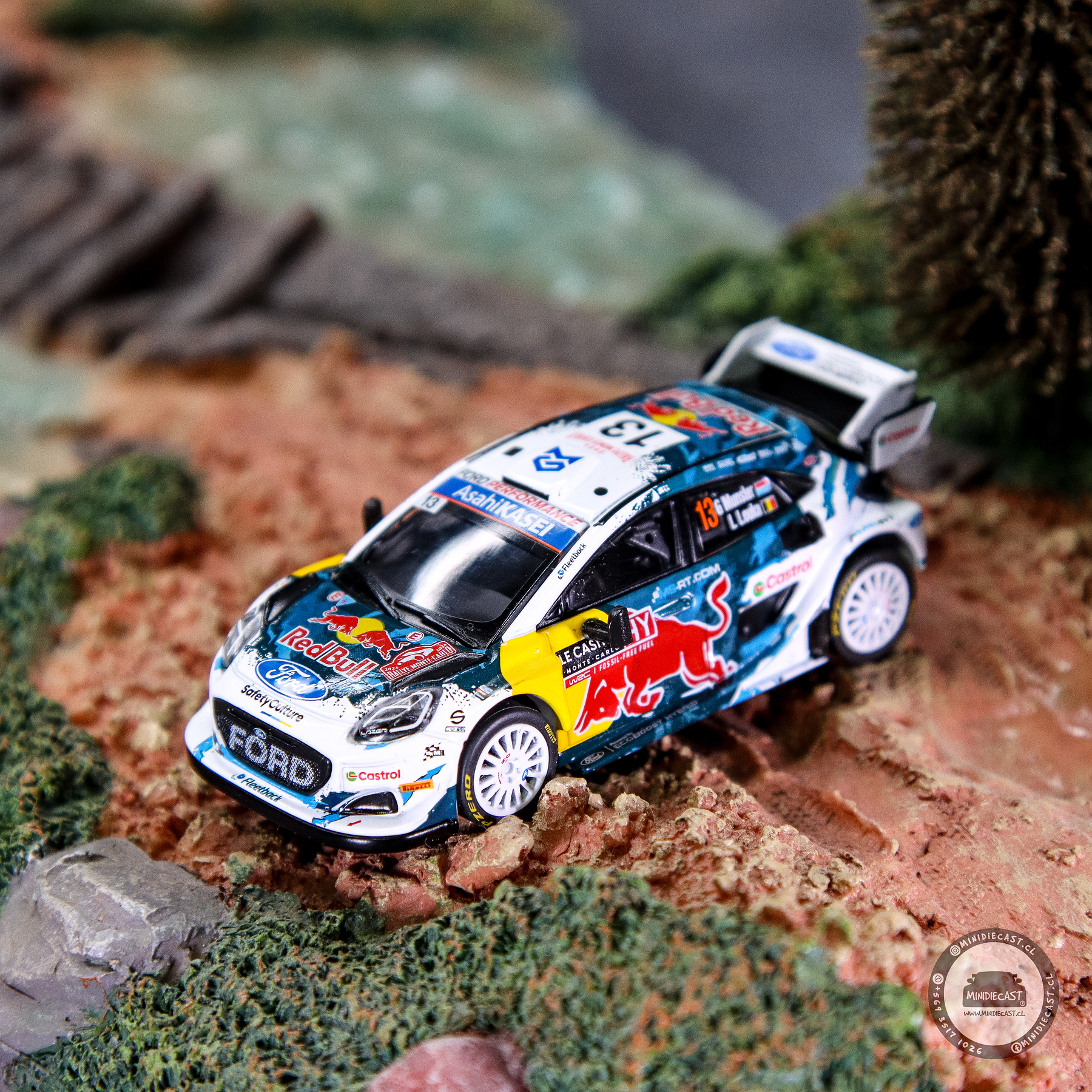 Mini GT 1:64 Ford Puma Rally1 #13 M-Sport Ford WRT 2024 Rally Monte Carlo.