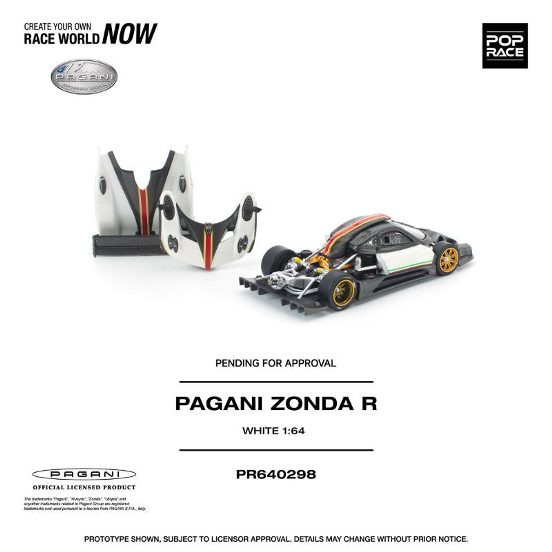 (PREVENTA) Pop Race 1:64 Pagani Zonda R White