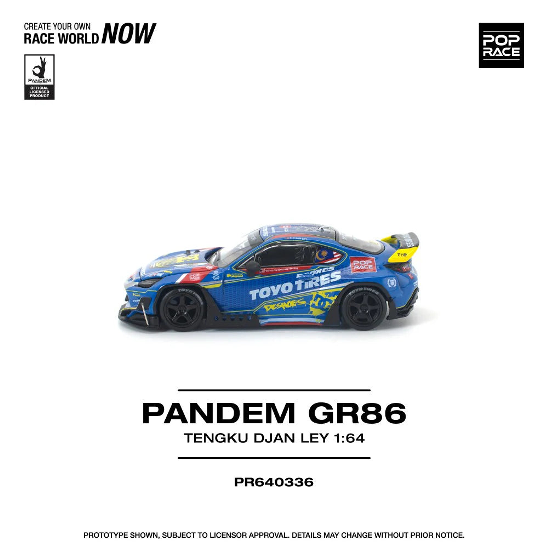 (PREVENTA) Pop Race 1:64 Toyota Pandem GR86 Tengku Djan Ley