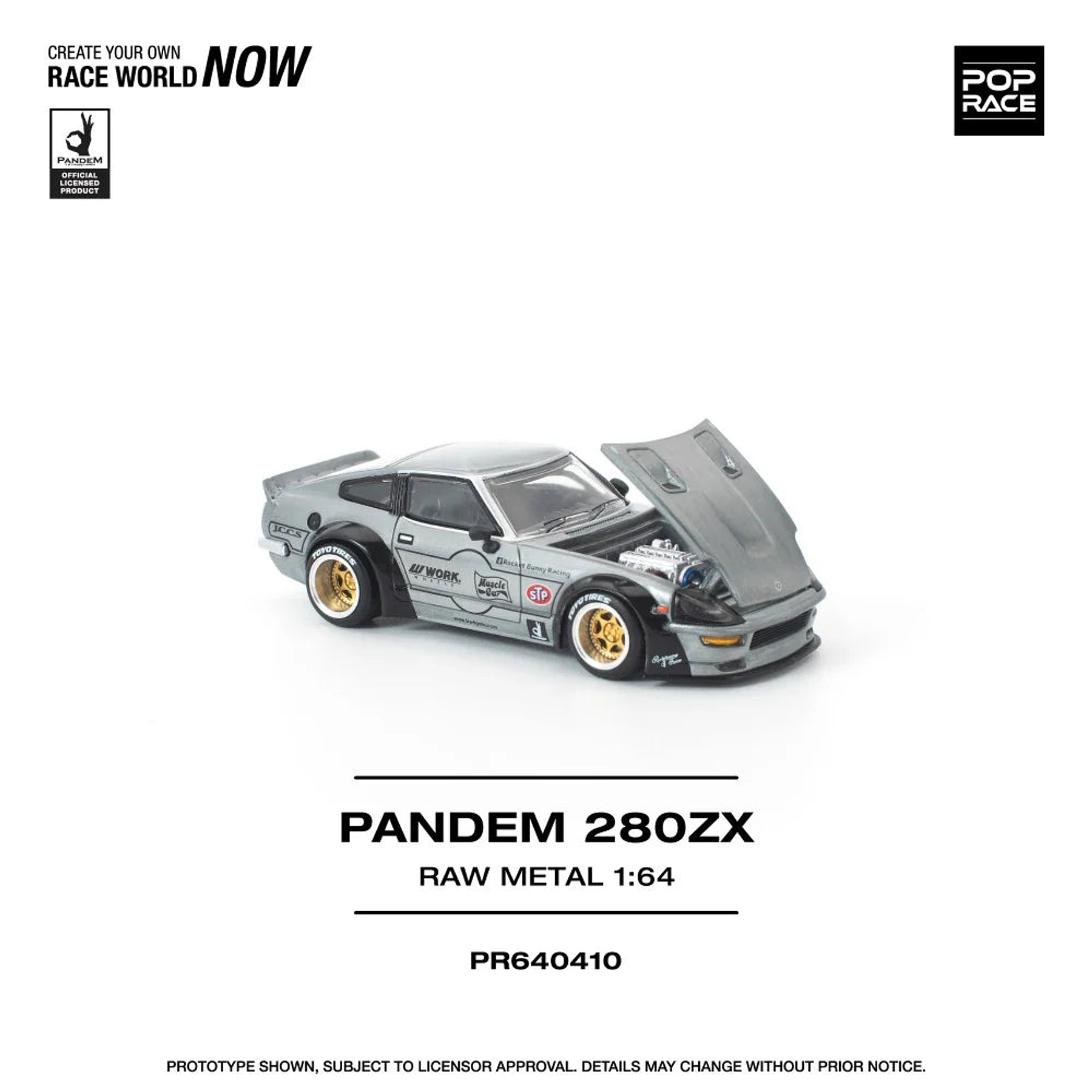 (PREVENTA) Pop Race 1:64 Nissan Pandem 280ZX Raw Metal