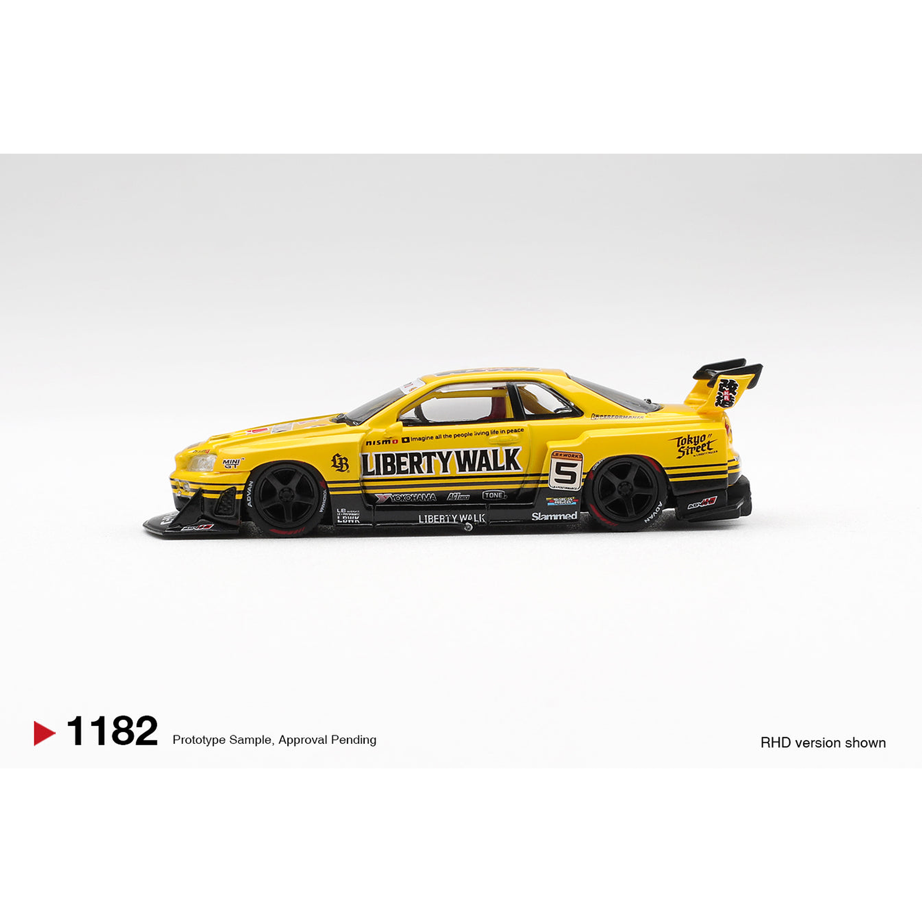 (PREVENTA) Mini GT 1:64 No.1182 Nissan LB-ER34 Super Silhouette SKYLINE Sport Yellow