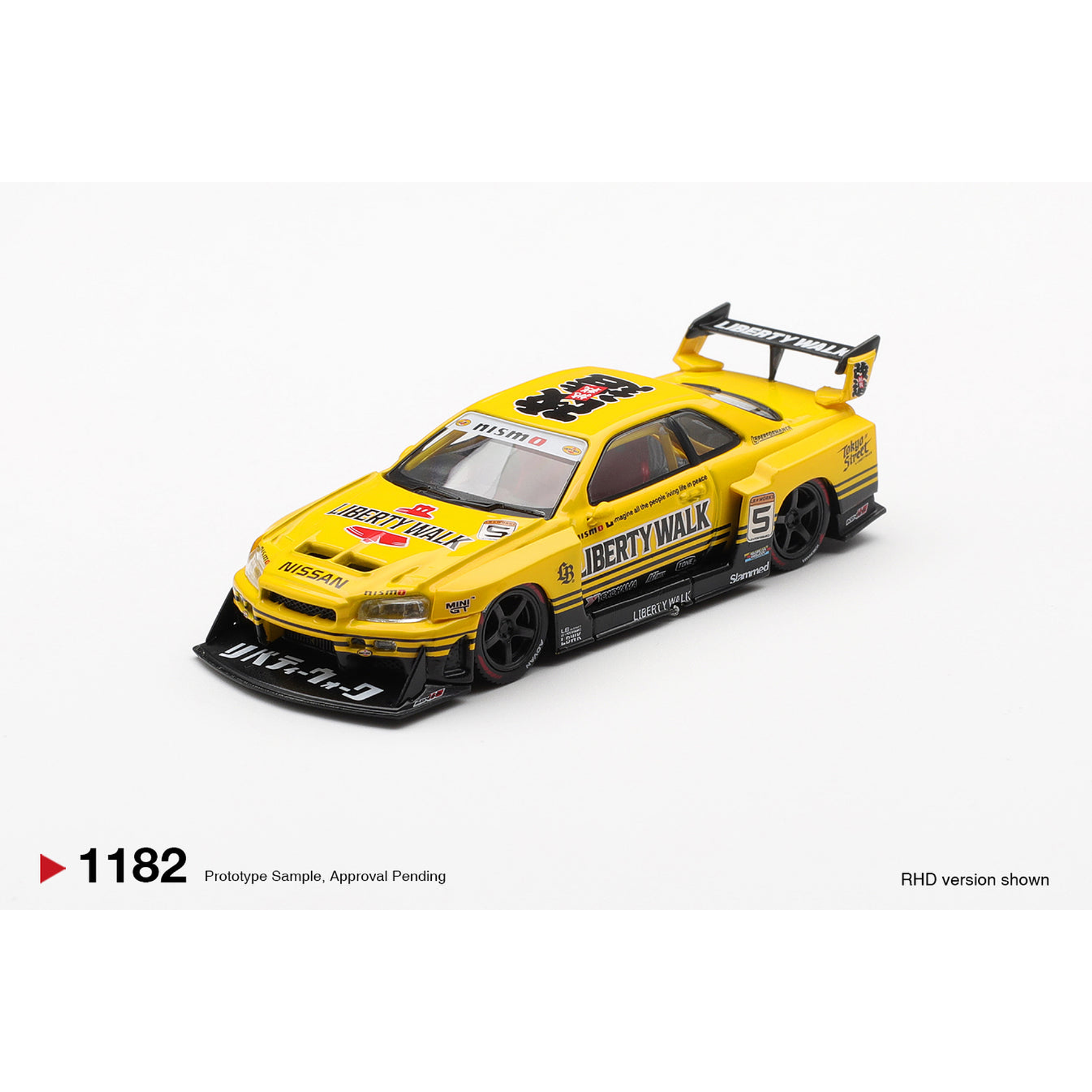 (PREVENTA) Mini GT 1:64 No.1182 Nissan LB-ER34 Super Silhouette SKYLINE Sport Yellow