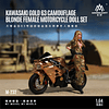(PREVENTA) MoreArt 1:64 Kawasaki Golden 63 Camouflage Uniform Blonde Girl Motorcycle Figure Resin Model