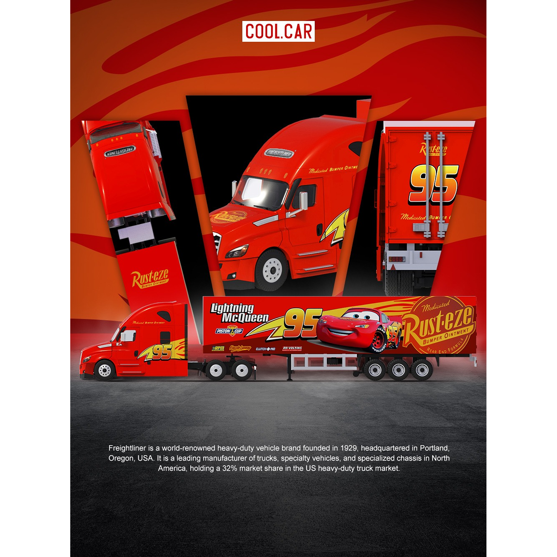 (PREVENTA) Cool Car 1:64 Freightliner Lightning McQueen 