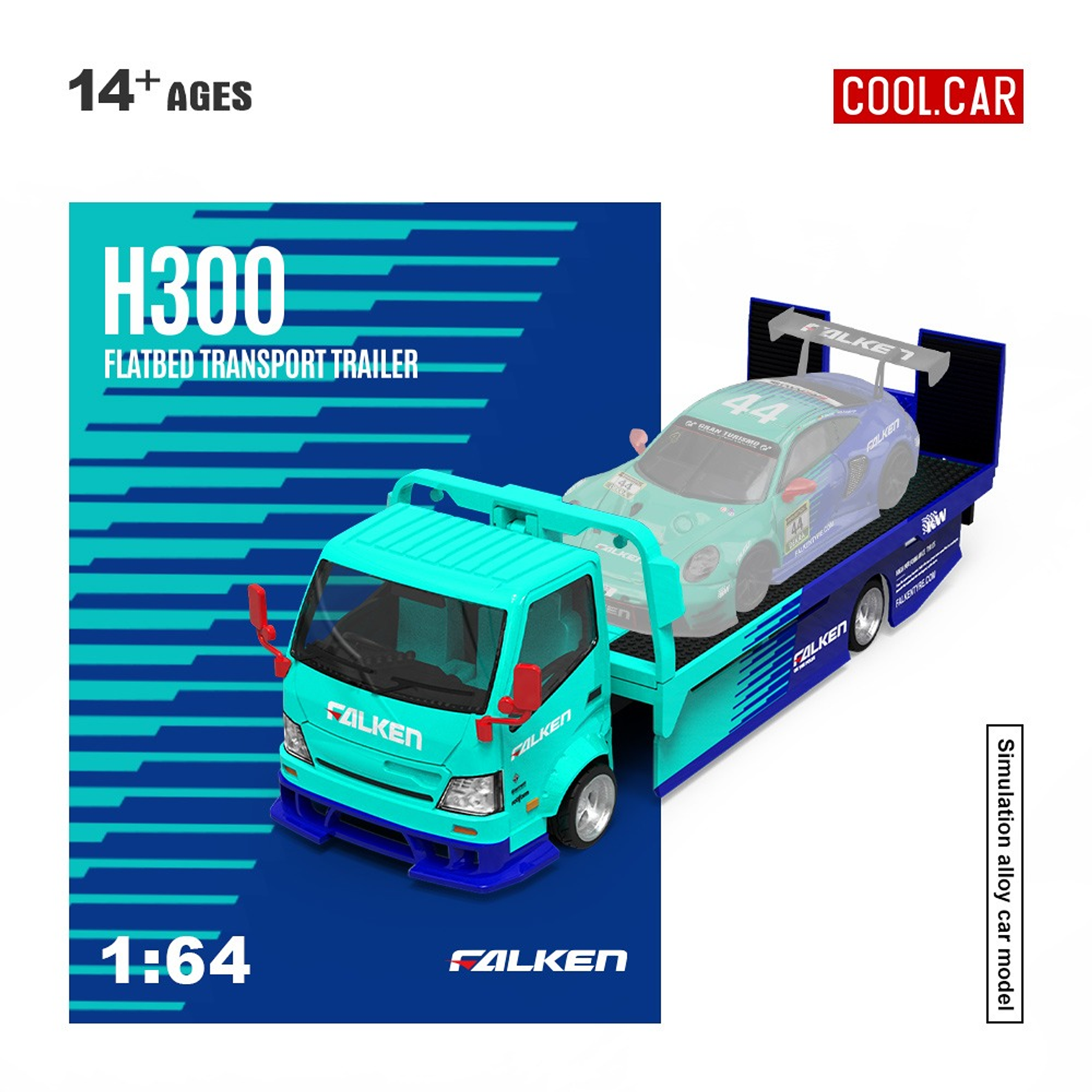 (PREVENTA) Cool Car 1:64 H300 flatbed transport trailer Falken