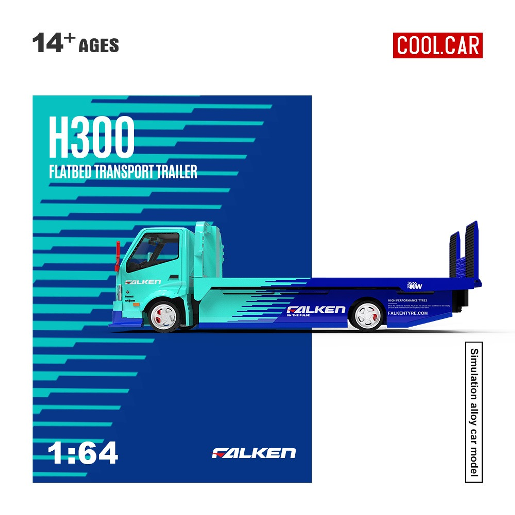 (PREVENTA) Cool Car 1:64 H300 flatbed transport trailer Falken