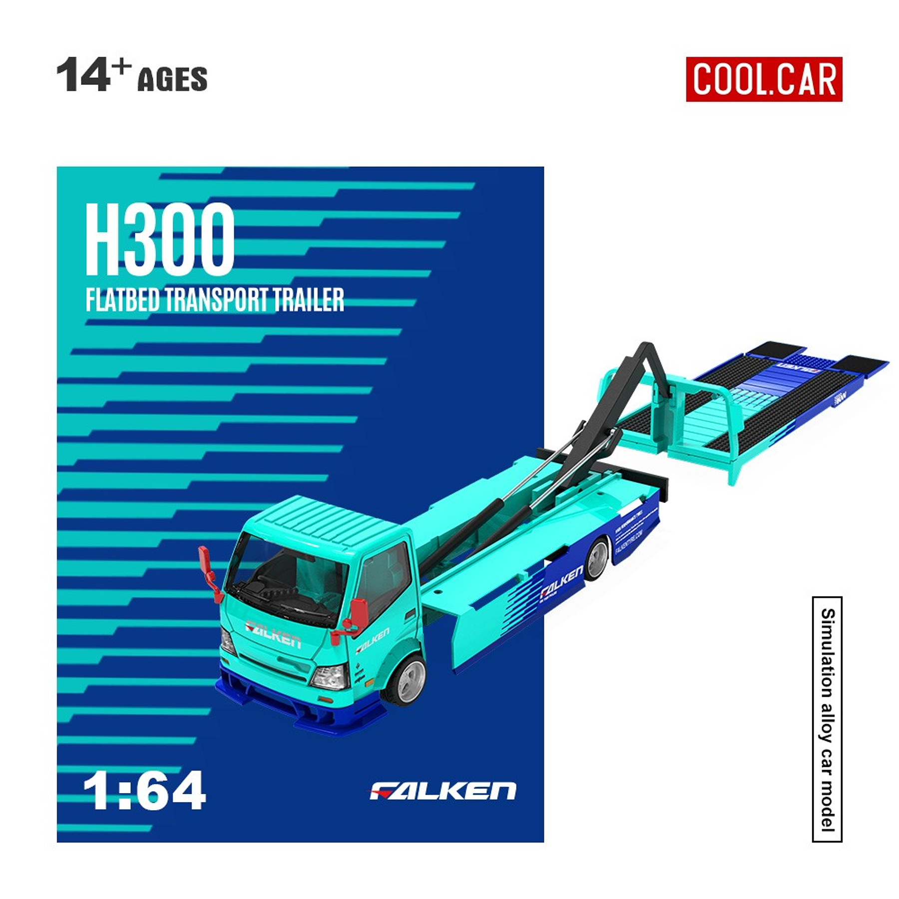 (PREVENTA) Cool Car 1:64 H300 flatbed transport trailer Falken