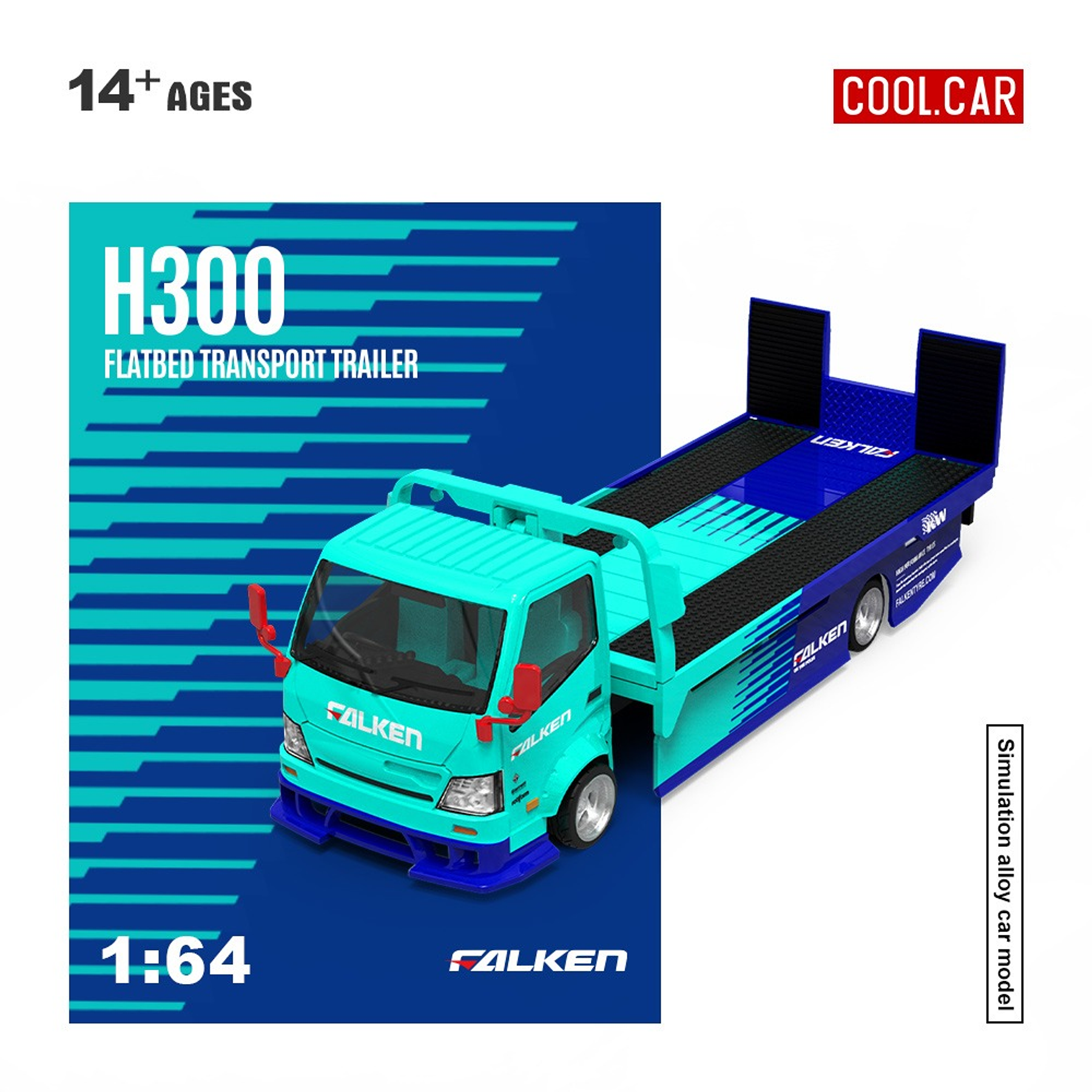 (PREVENTA) Cool Car 1:64 H300 flatbed transport trailer Falken