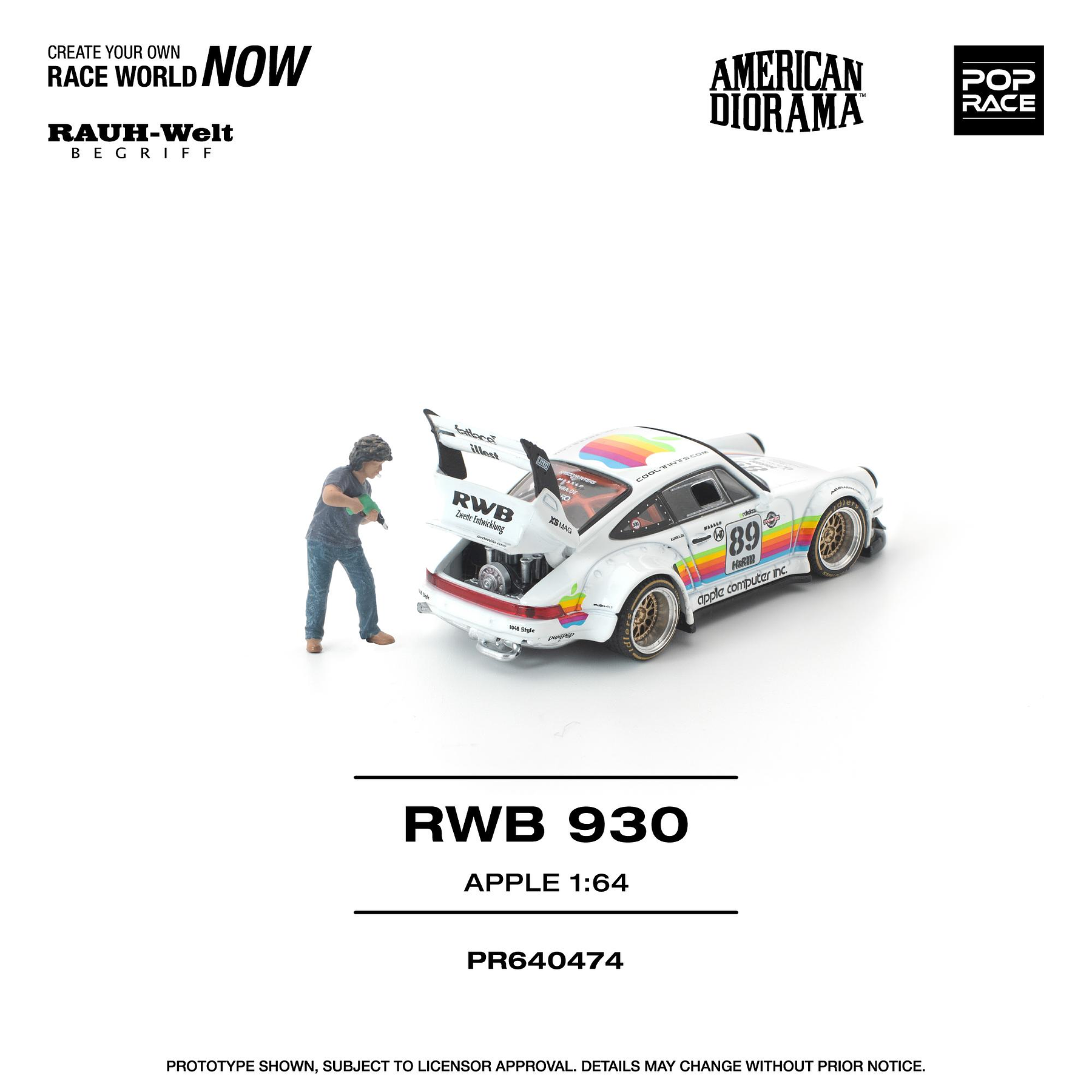 (PREVENTA) Pop Race 1:64 Porsche RWB 930 Apple With Figure