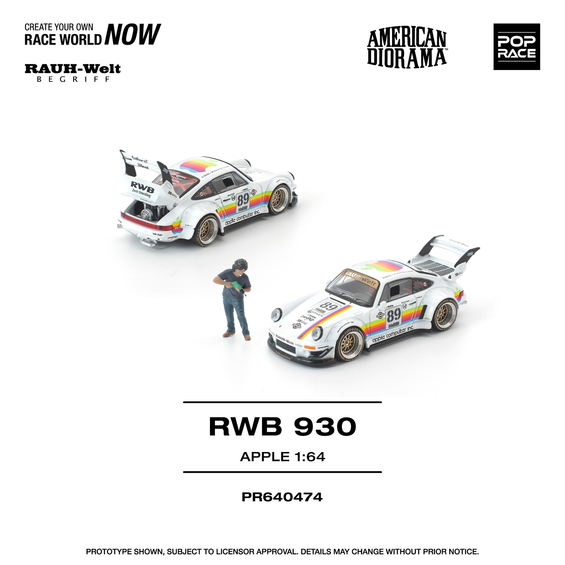(PREVENTA) Pop Race 1:64 Porsche RWB 930 Apple With Figure