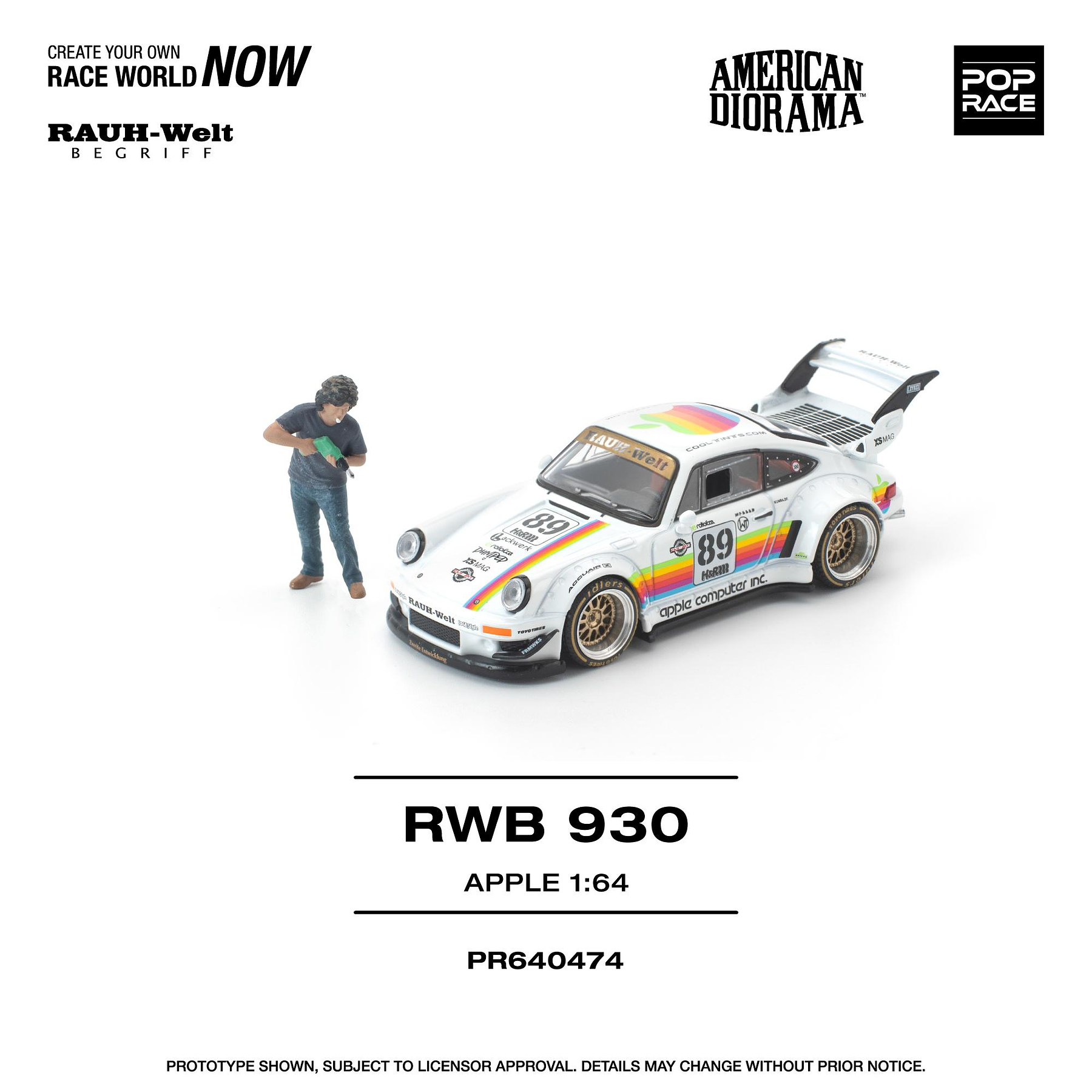 (PREVENTA) Pop Race 1:64 Porsche RWB 930 Apple With Figure