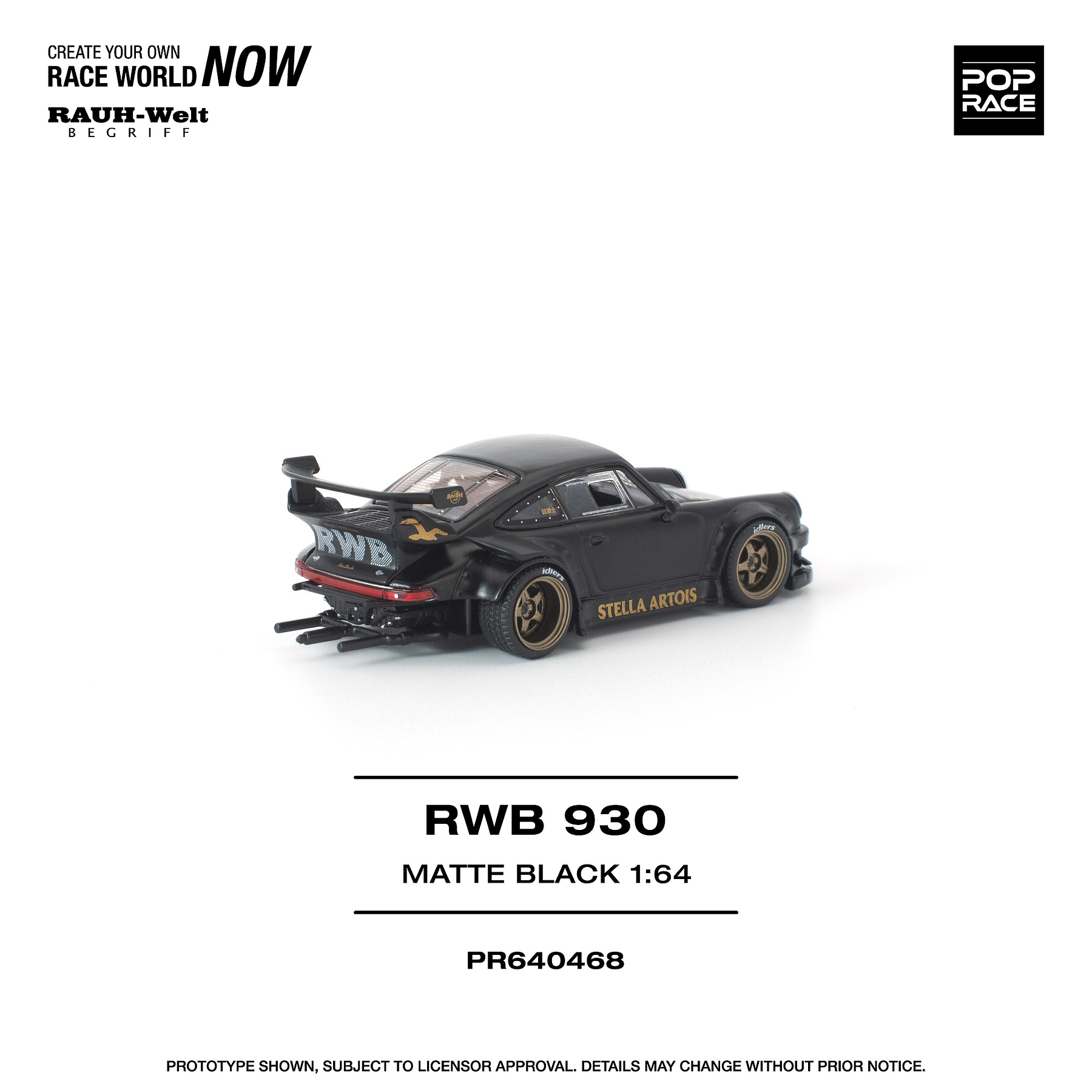 (PREVENTA) Pop Race 1:64 Porsche RWB 930 Matte Black 
