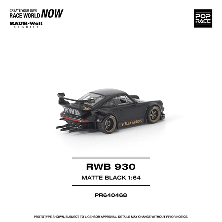 (PREVENTA) Pop Race 1:64 Porsche RWB 930 Matte Black "STELLA ARTOIS"