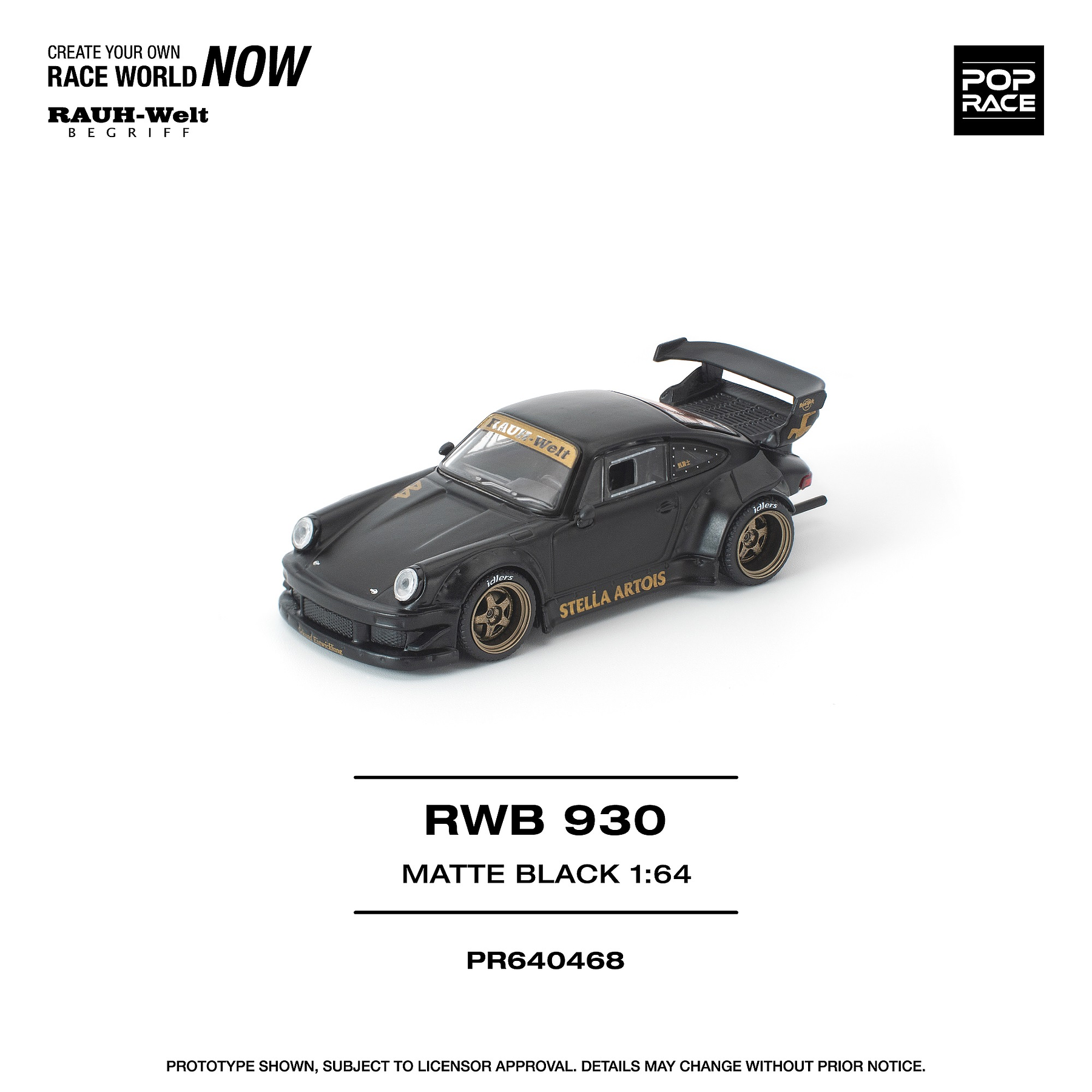 (PREVENTA) Pop Race 1:64 Porsche RWB 930 Matte Black 