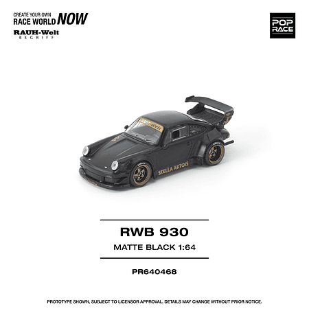 (PREVENTA) Pop Race 1:64 Porsche RWB 930 Matte Black "STELLA ARTOIS"