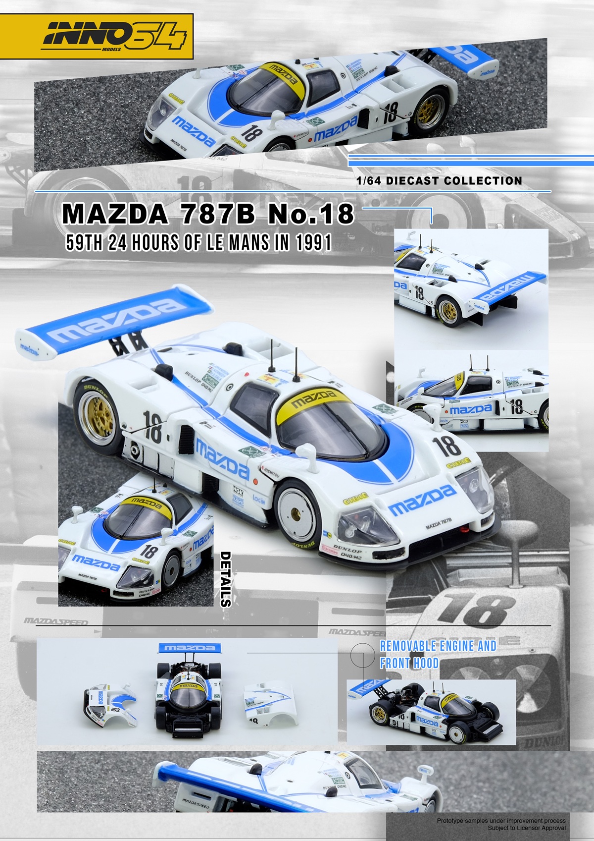 (PREVENTA) Inno64 1:64 Mazda 787B No.18 59th 24 Hours Le Mans 1991