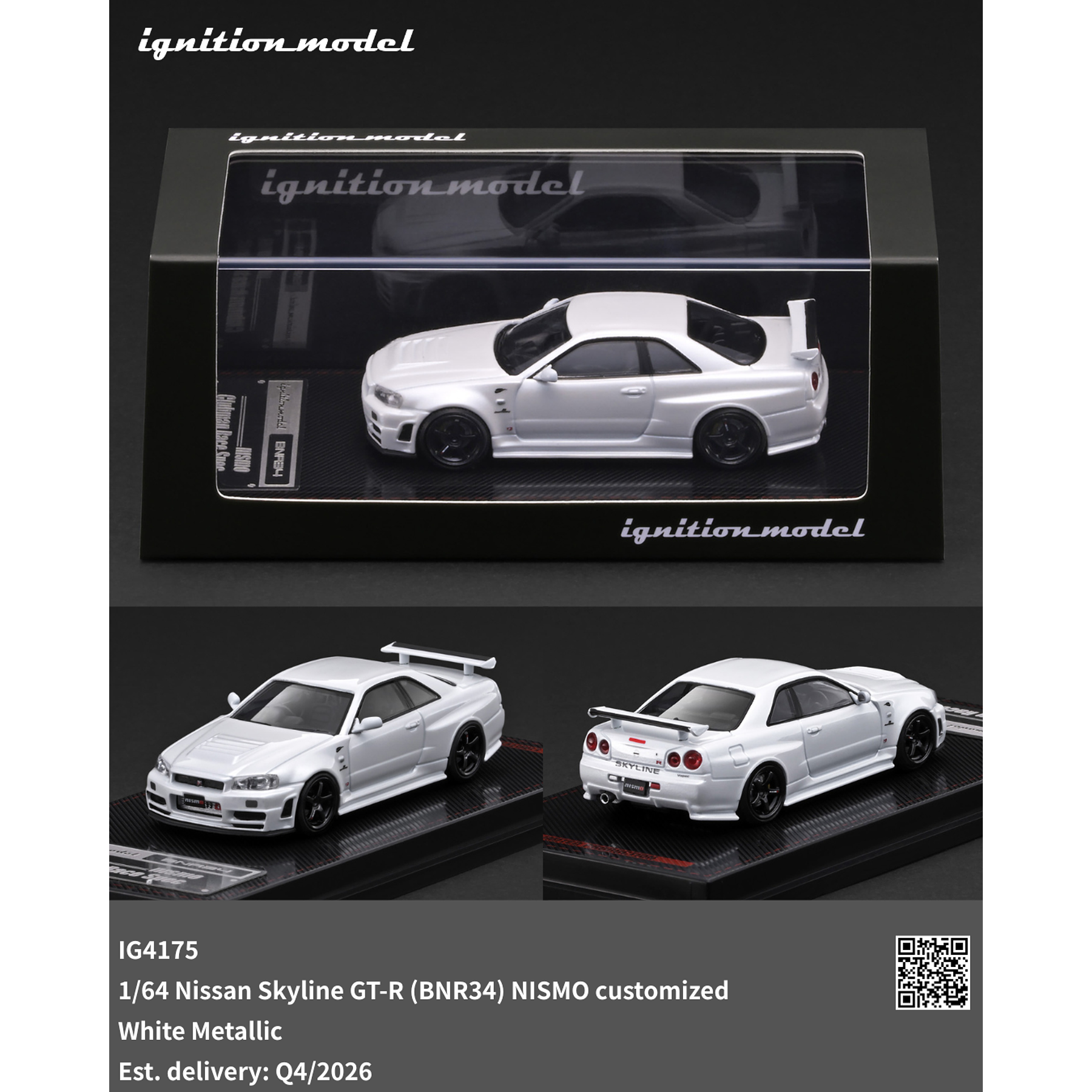 (PREVENTA) Ignition Model 1:64 Nissan Skyline GT-R (BNR34) NISMO Customized White Metallic