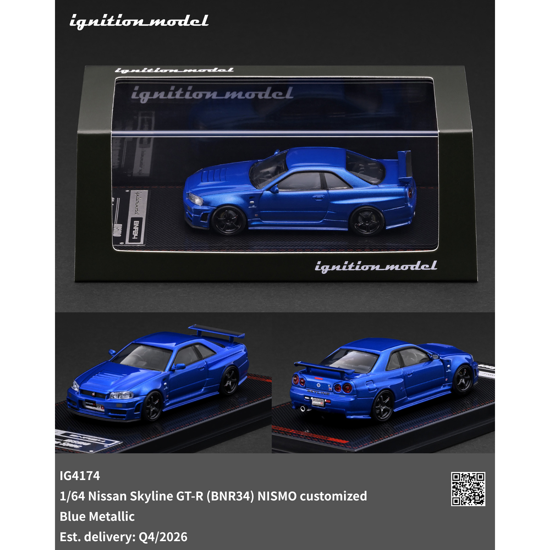 (PREVENTA) Ignition Model 1:64 Nissan Skyline GT-R (BNR34) NISMO Customized Blue Metallic