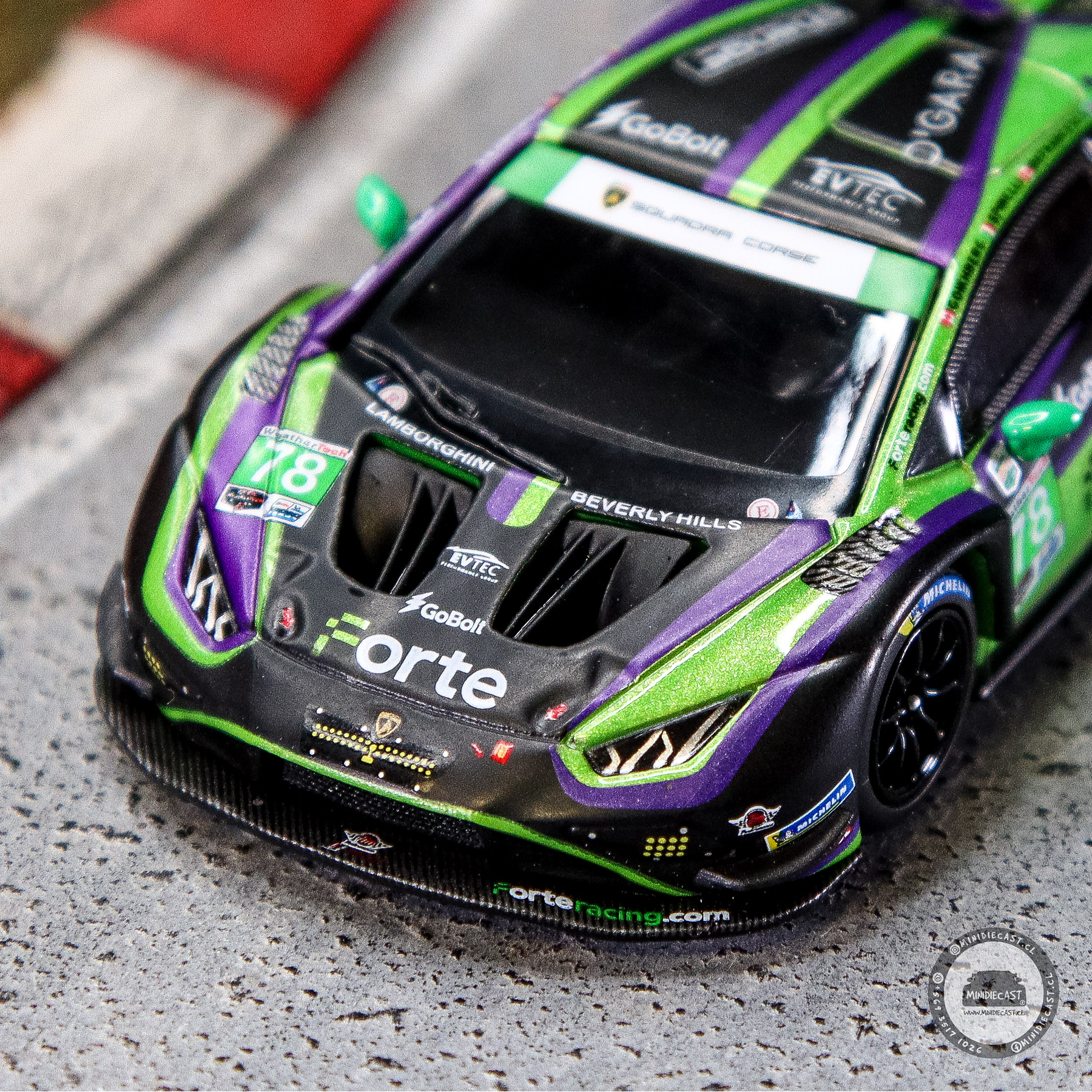 Mini GT 1:64 Lamborghini Huracán GT3 EVO2 #78 Forte Racing 2024 IMSA Daytona 24 Hrs. 