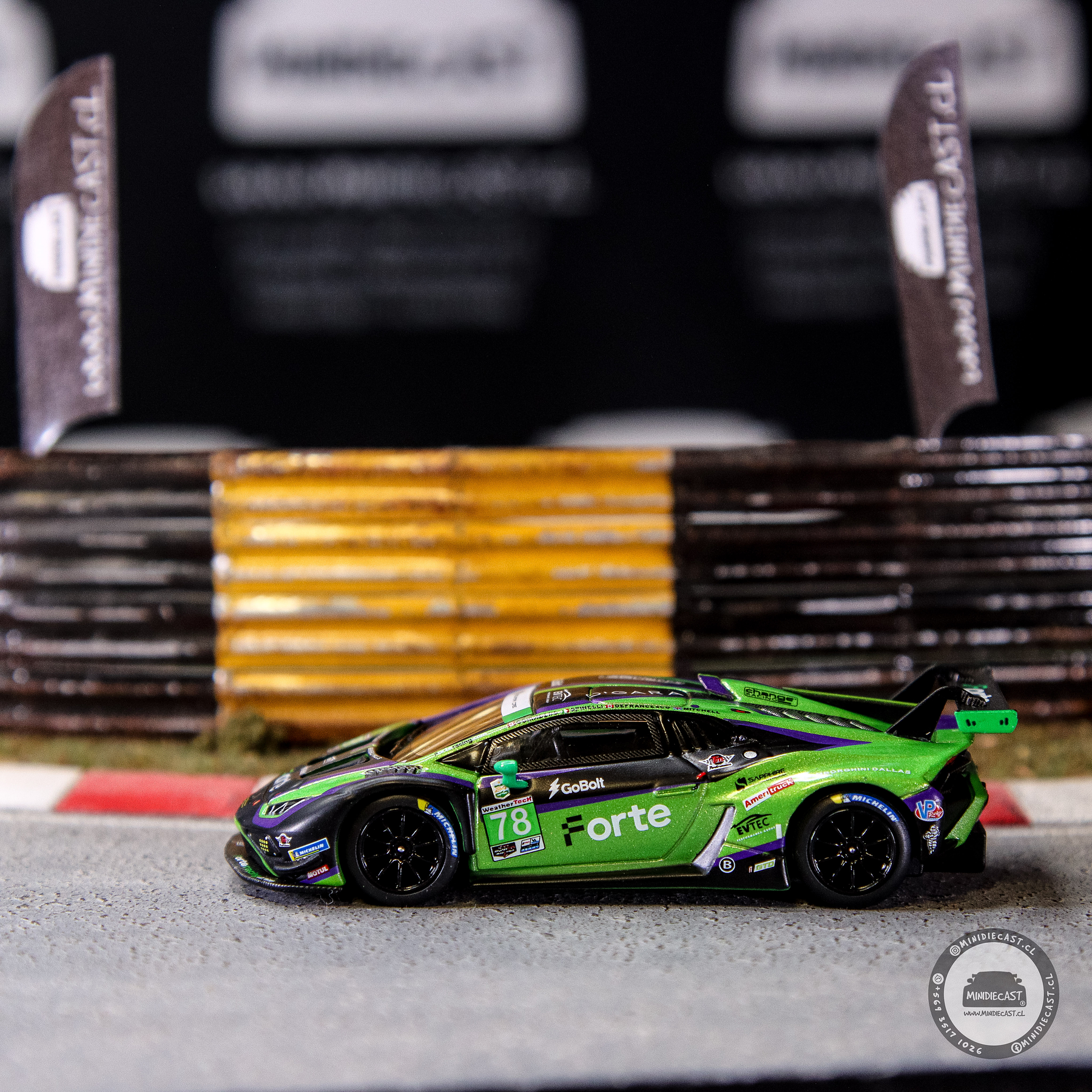 Mini GT 1:64 Lamborghini Huracán GT3 EVO2 #78 Forte Racing 2024 IMSA Daytona 24 Hrs. 