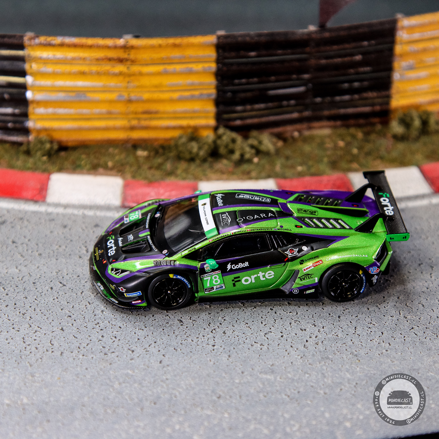 Mini GT 1:64 Lamborghini Huracán GT3 EVO2 #78 Forte Racing 2024 IMSA Daytona 24 Hrs. 