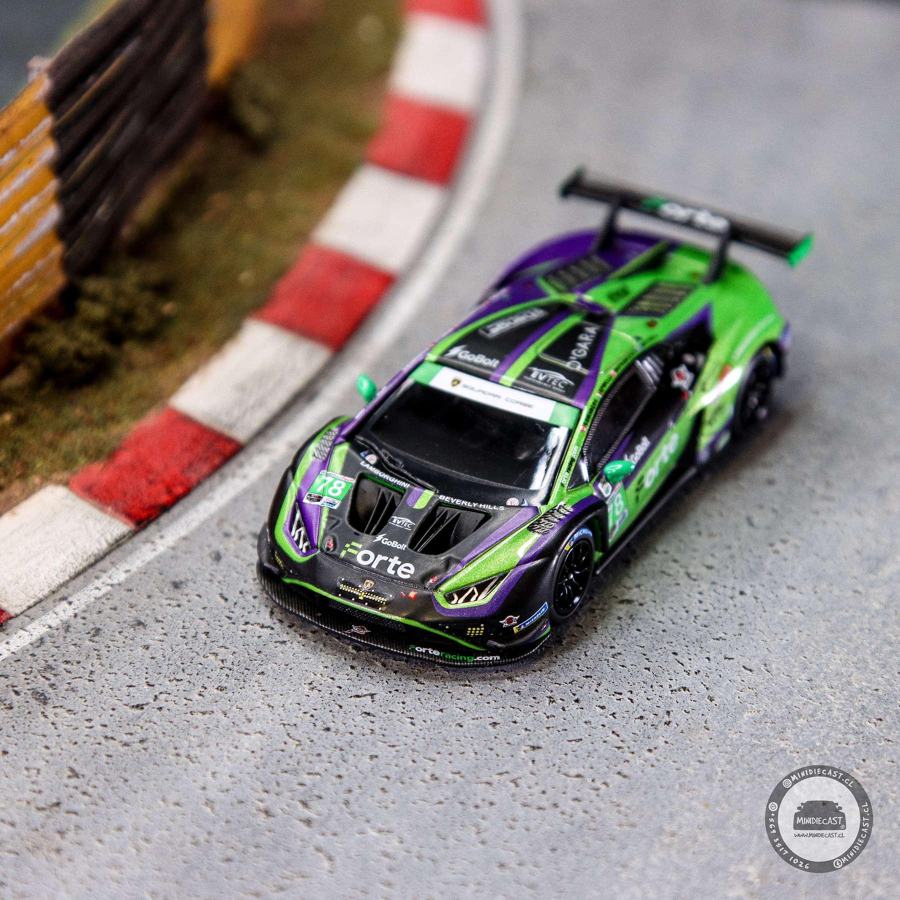 Mini GT 1:64 Lamborghini Huracán GT3 EVO2 #78 Forte Racing 2024 IMSA Daytona 24 Hrs. 