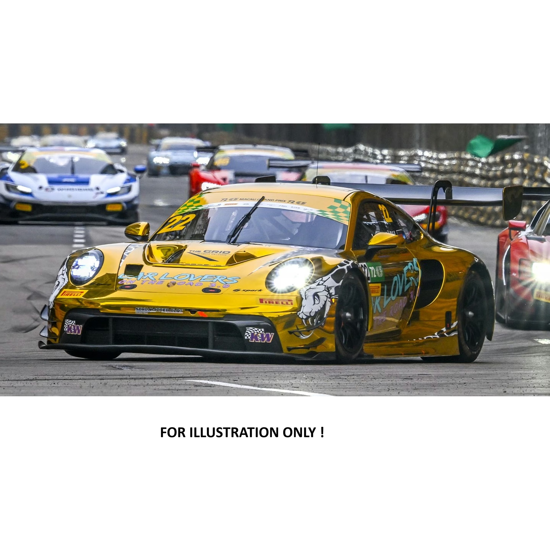 (PREVENTA) SPARK 1:64 Porsche 911 GT3 R (992) No.22 SCHUMACHER CLRT 3rd Macau GT Cup - FIA GT World Cup 2025 Laurin HEINRICH
