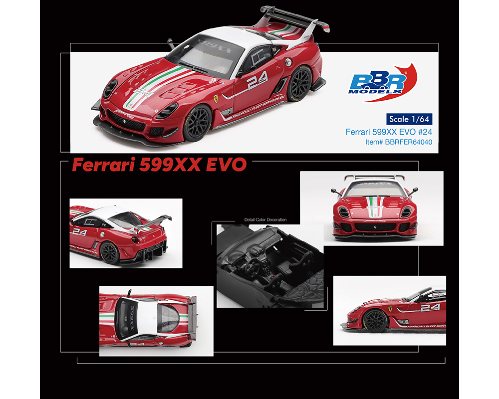BBR Models 1:64 Ferrari 599XX EVO #24 – Red – Limited Editio