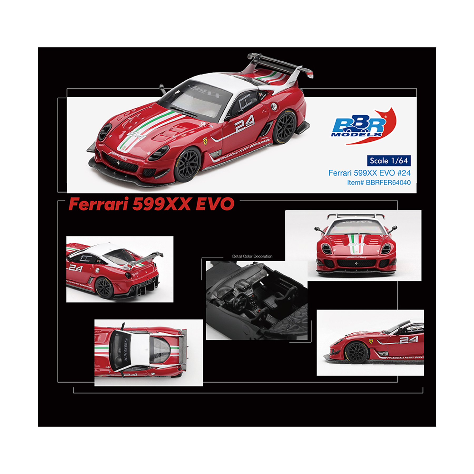 (PREVENTA) BBR Models 1:64 Ferrari 599XX EVO #24 – Red – Limited Edition
