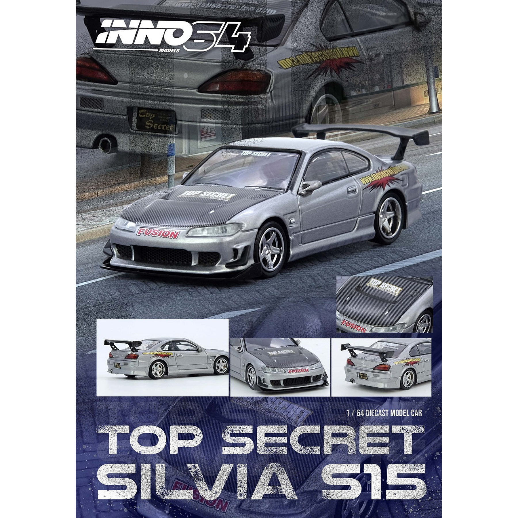 Inno64 1:64 Nissan Top Secret Silvia (S15) Silver