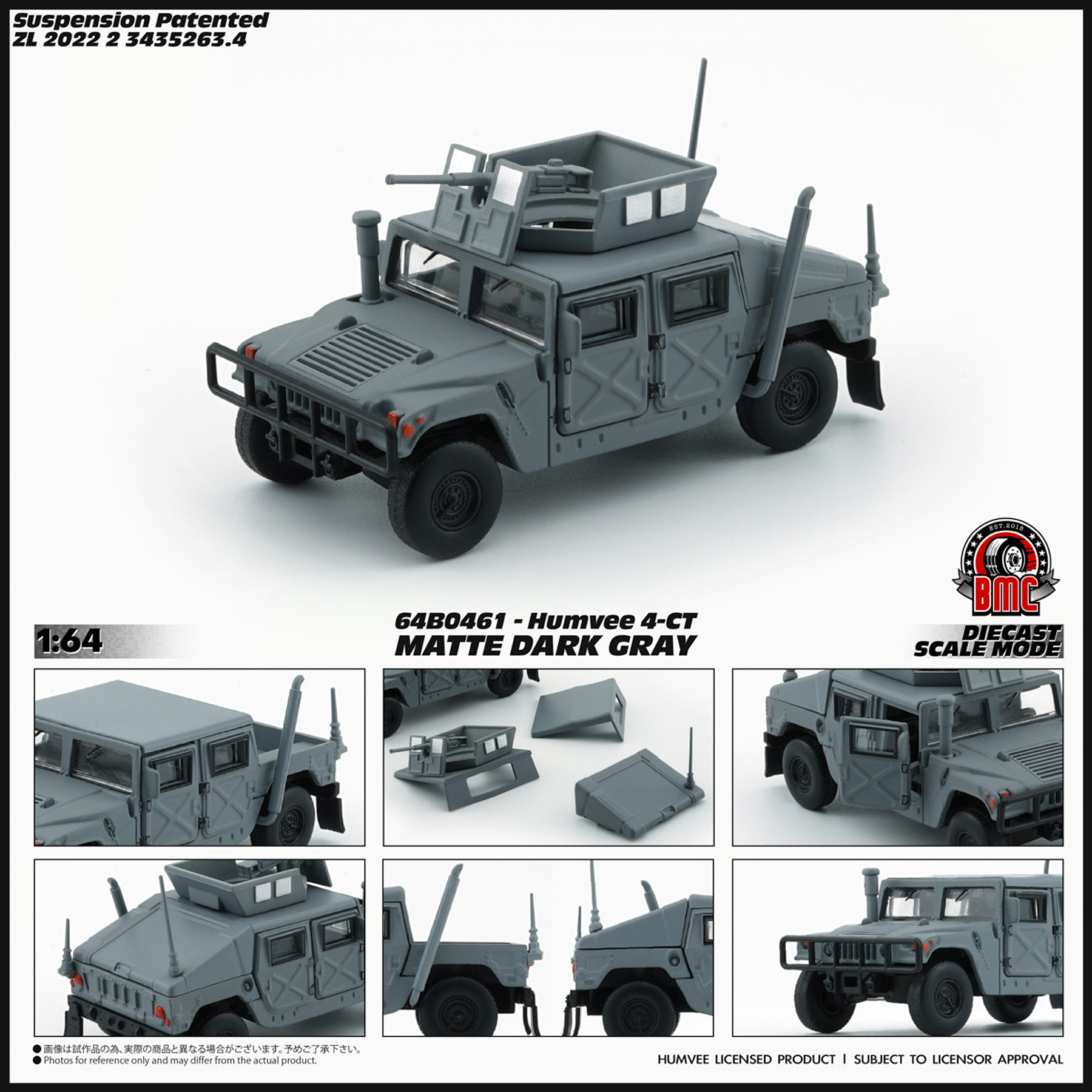 BM Creations 1:64 Humvee CT-4 Matte Dark Grey