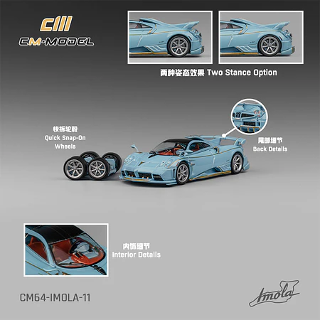 (PREVENTA) CM Model 1:64 Pagani Imola Azzurro Sardegna
