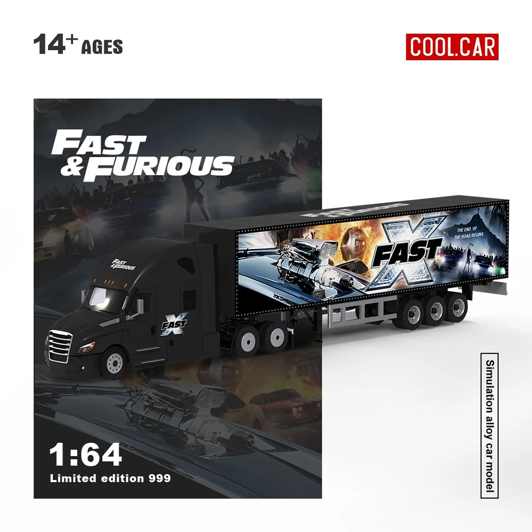 Cool Car 1:64 Freightliner Cascadia Container Truck Fast X Special.