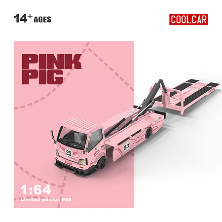 Cool Car 1:64 H300 Flatbed Transport Trailer - Pink Pig