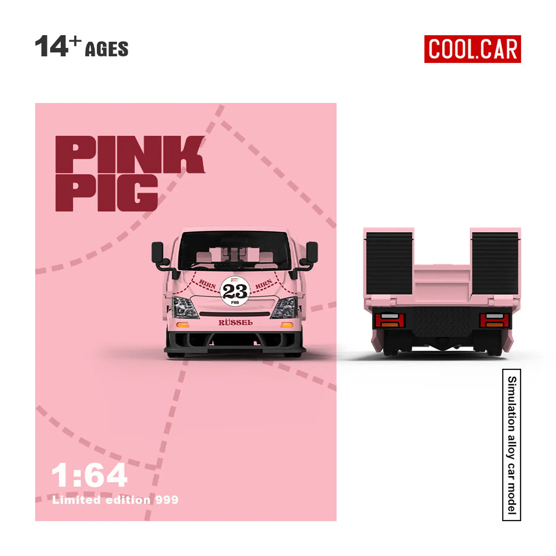 Cool Car 1:64 H300 Flatbed Transport Trailer - Pink Pig