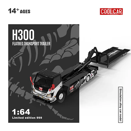 Cool Car 1:64 H300 flatbed transport trailer - Zibo 77 model with Bones.