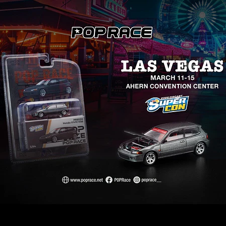 Pop Race PRB002 Honda Civic EG6 silver chrome exclusively2026 SUPERCON LAS VEGAS