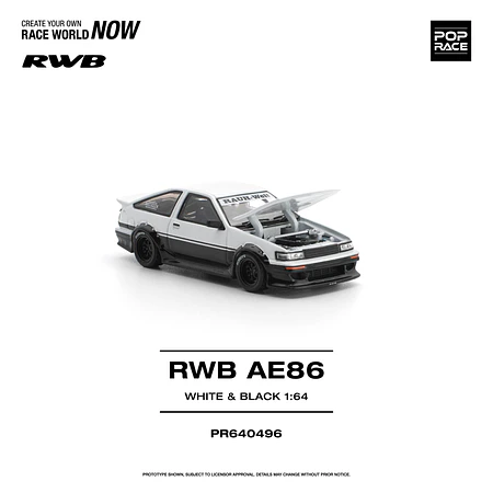 (PREVENTA) Pop Race 1:64 Toyota AE86 RWB white and black