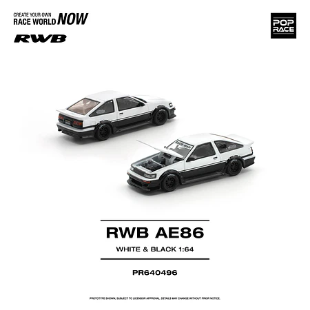 (PREVENTA) Pop Race 1:64 Toyota AE86 RWB white and black