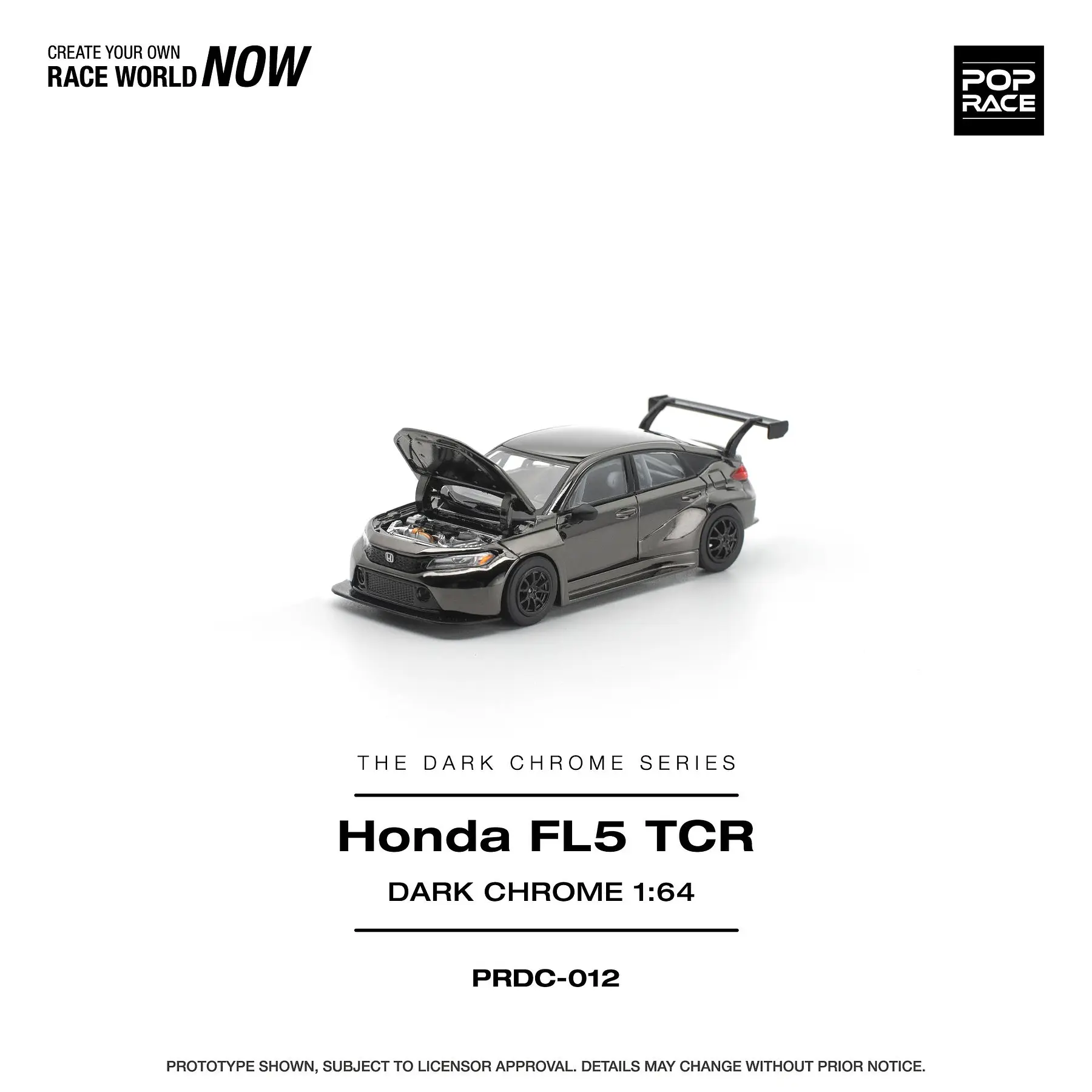 (PREVENTA) Pop Race 1:64 Honda Civic FL5 TCR Dark Chrome