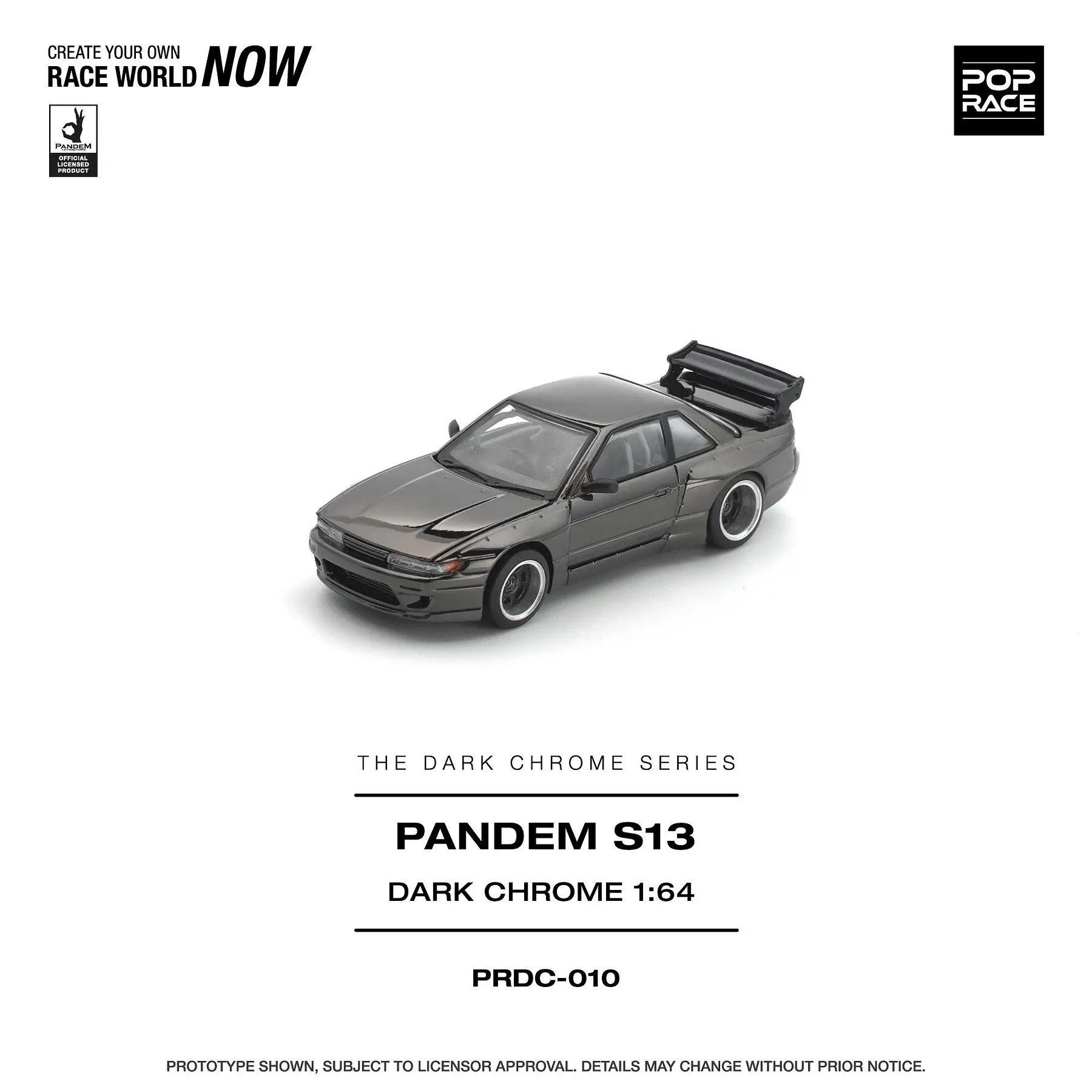(PREVENTA) Pop Race 1:64 Pandem Nissan Silvia S13 Dark Chrome