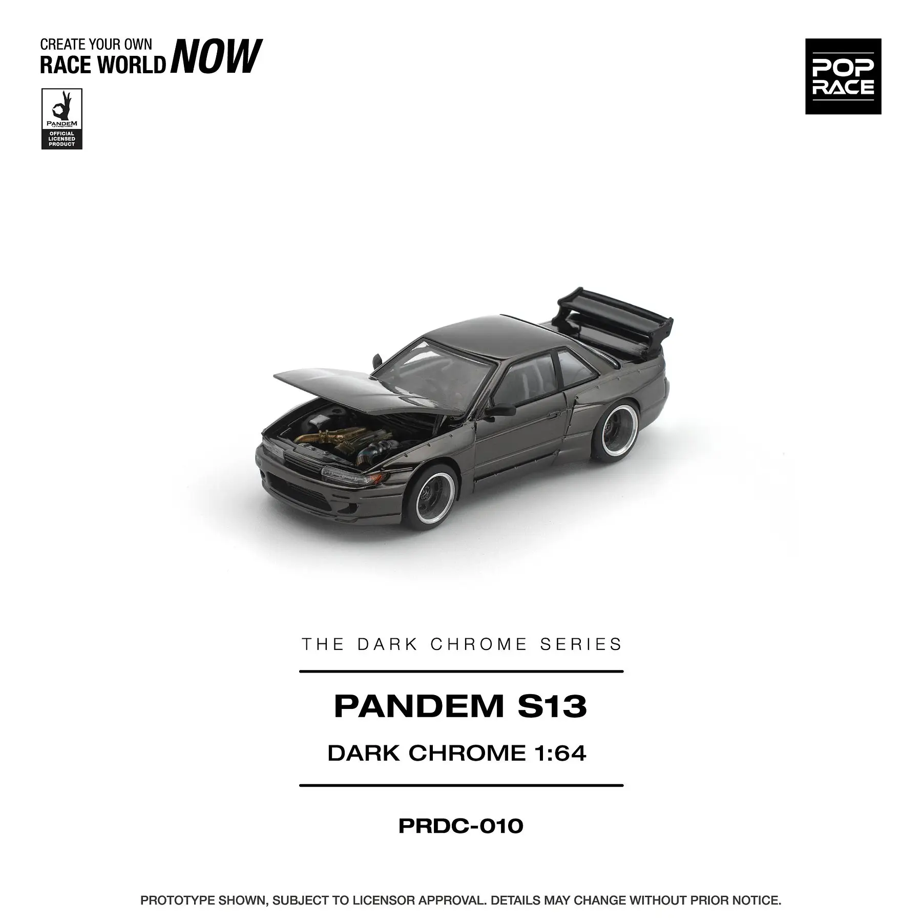 (PREVENTA) Pop Race 1:64 Pandem Nissan Silvia S13 Dark Chrome