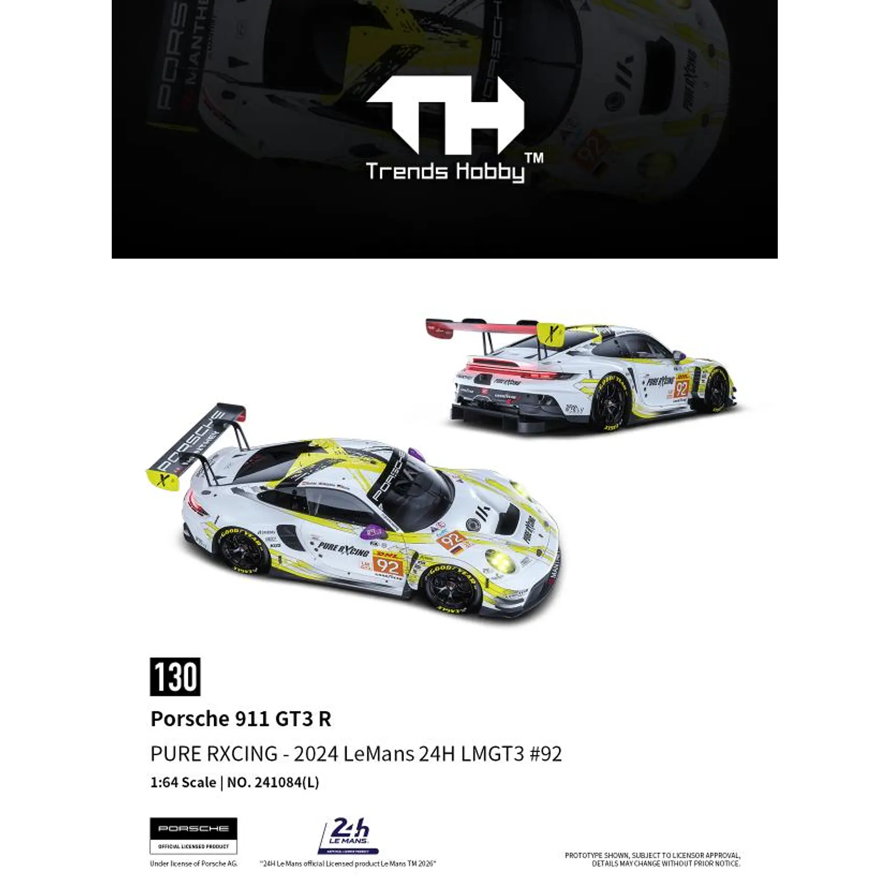 (PREVENTA) Trends Hobby 1:64 Porsche 911 GT3 R - LeMans 24H 2024 #92