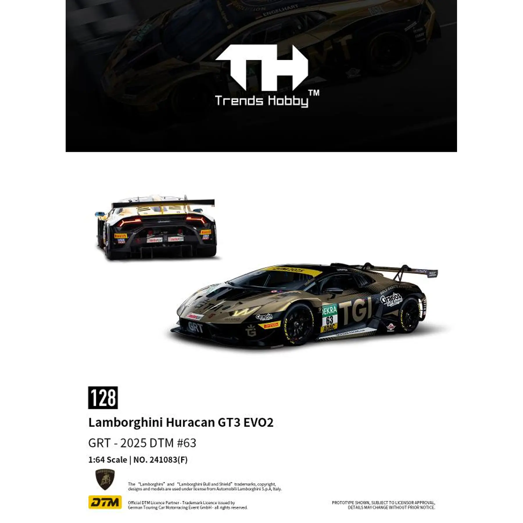 (PREVENTA) Trends Hobby 1:64 Lamborghini Huracan GT3 EVO2 - DTM 2025 #63