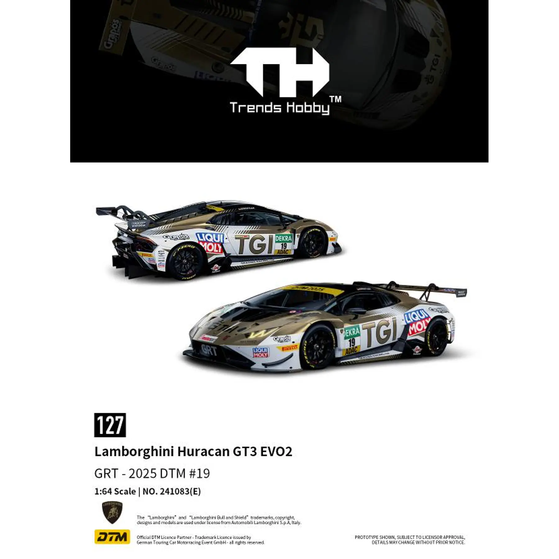 (PREVENTA) Trends Hobby 1:64 Lamborghini Huracan GT3 EVO2 - DTM 2025 #19