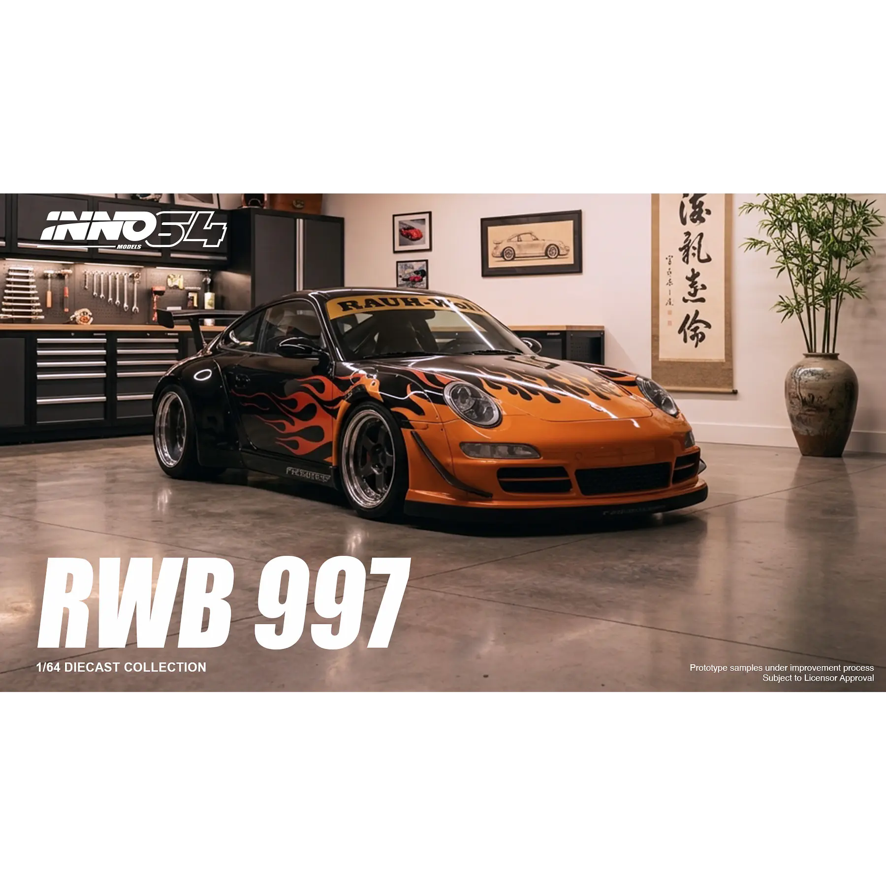 (PREVENTA) Inno64 1:64 Porsche RWB 997 Orange Burning Flame