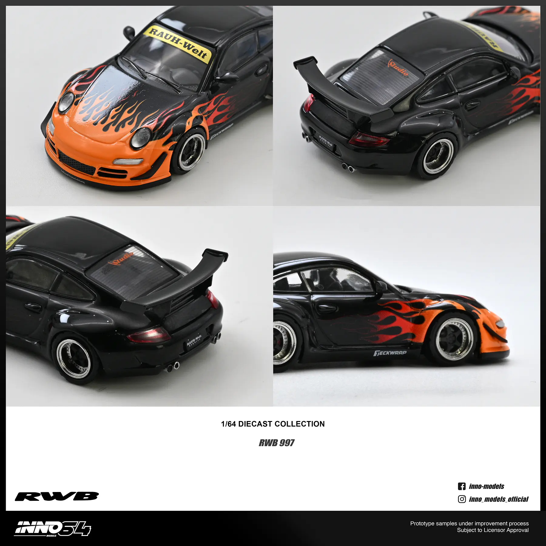 (PREVENTA) Inno64 1:64 Porsche RWB 997 Orange Burning Flame