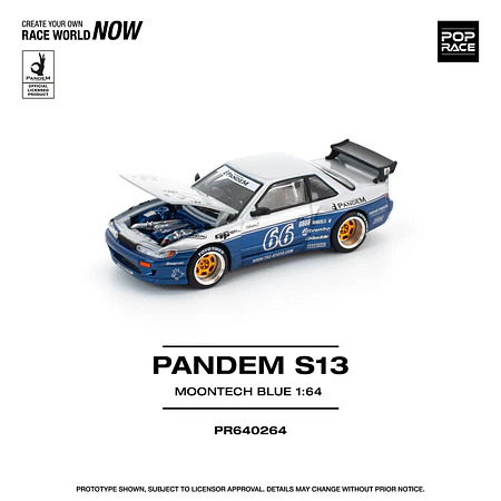 Pop Race 1:64 Nissan Pandem Silva S13 MOONTECH Blue.